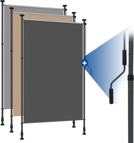 Balkon Sichtschutz ohne Bohren Klemmarkise 100 x (220-310) cm, Stoffbreite 85.5 cm