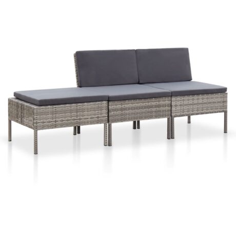 Vidaxl Gartenlounge - Gartenlounge 3-tlg. Poly Rattan Grau