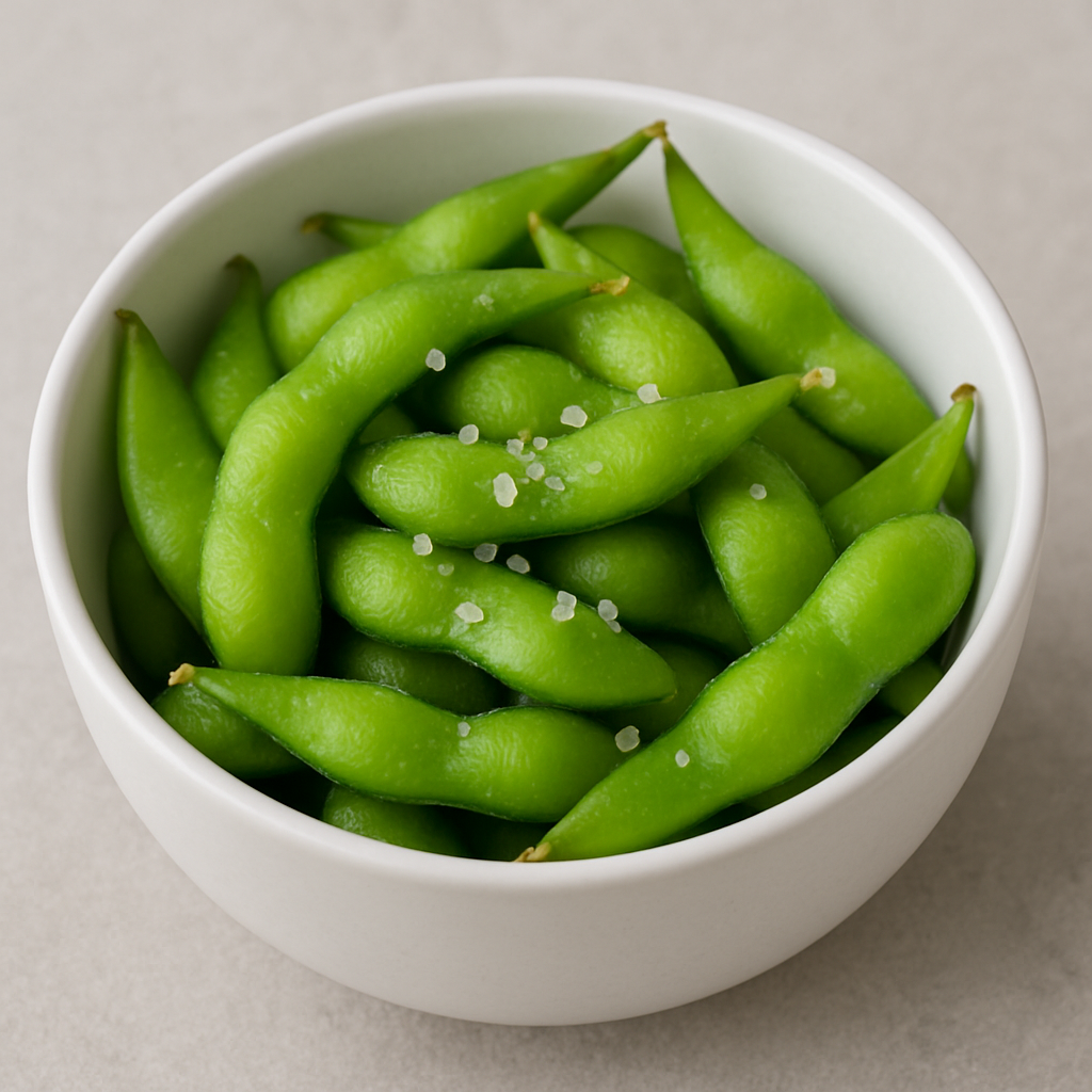 Edamame im Schälchen mit Salz