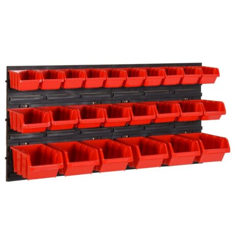 Stapelboxen Werkstatt Stapelboxen-Wandregal Rot & Schwarz 77x39cm Polypropylen