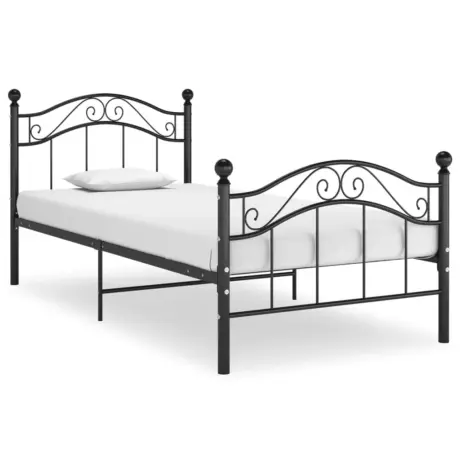 Mädchen Bett 90x200 Schwarz Metall