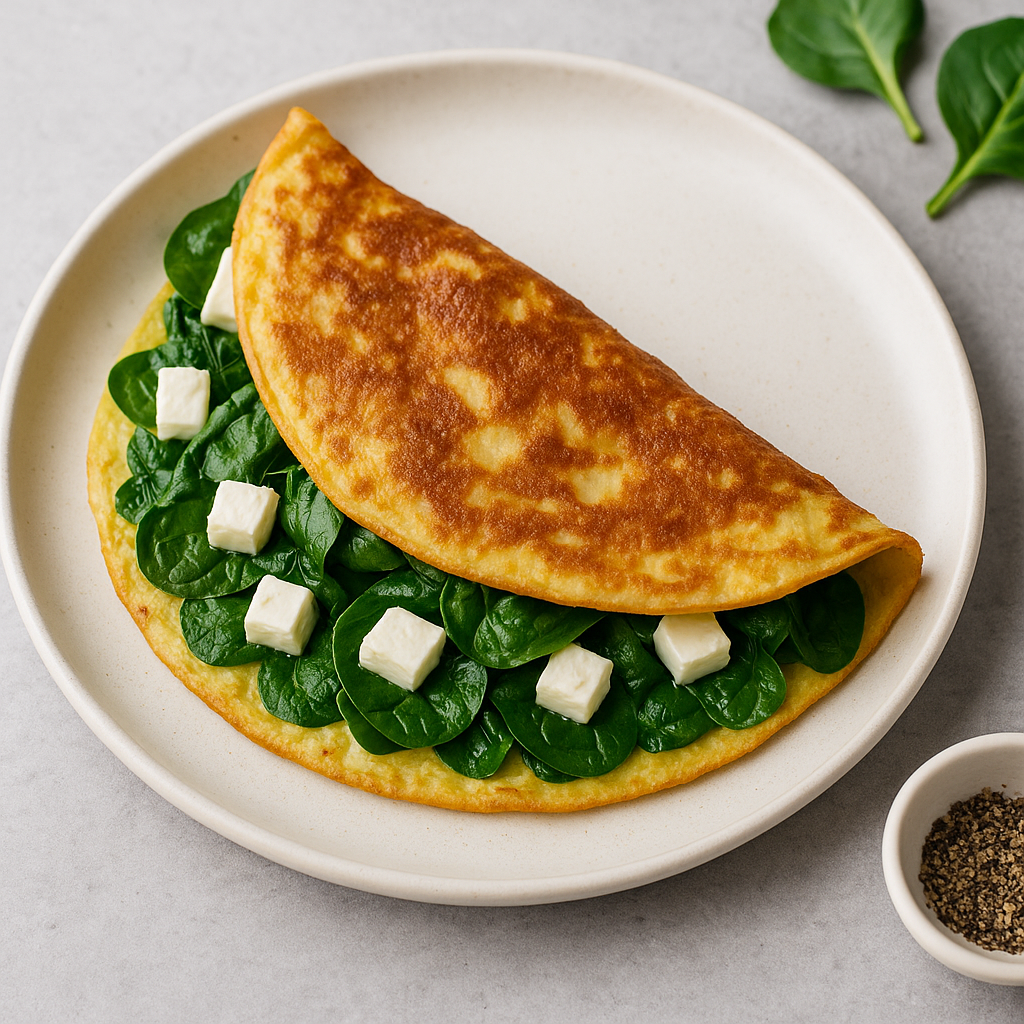 Omelette mit Feta und Spinat