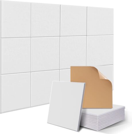 Akustikplatten aus Polyester zur Schalldämmung, 30 x 30 x 1 cm Schallabsorber Schallschutz für die Wand Decke Tür vom Studio Büro Weiß
