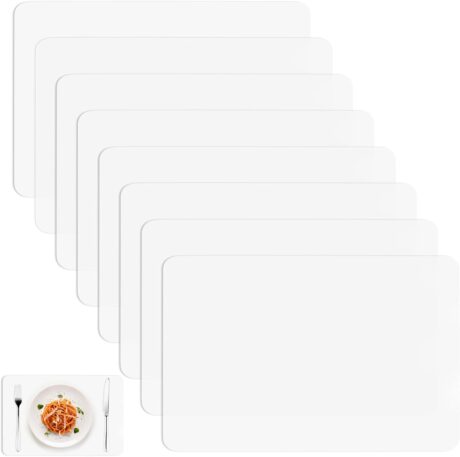 8 Stück Tischunterlage Esstisch, Tischsets Platzsets Abwaschbar, 30x40cm Platzdeckchen Kunststoff, Tischmatte durchscheinend, Tisch Untersetzer Hitzebeständige Schreibunterlagen für Küche Speisetisch